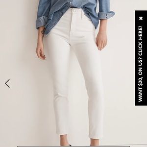 Madewell Stovepipe Jeans Pure White